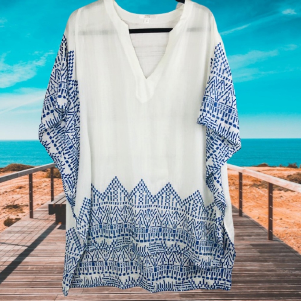 Drew Embroidered Tunic Dress Swim Cover Up Size M